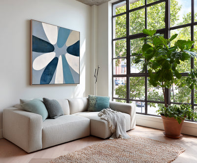 Abstract Blue Geometric Canvas Art