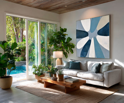 Abstract Blue Geometric Canvas Art