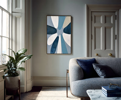 Abstract Blue Geometric Canvas Art