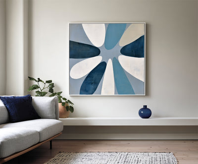 Abstract Blue Geometric Canvas Art
