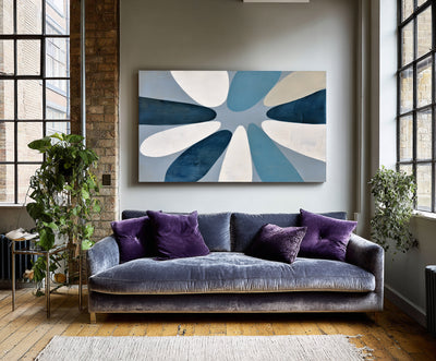 Abstract Blue Geometric Canvas Art