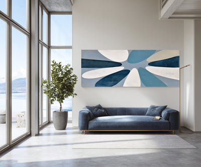 Abstract Blue Geometric Canvas Art
