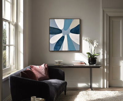 Abstract Blue Geometric Canvas Art