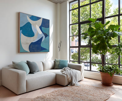 Abstract Blue Geometric Canvas Art
