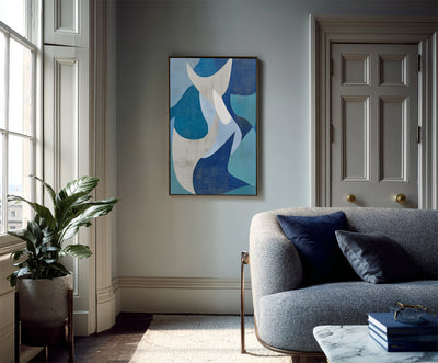 Abstract Blue Geometric Canvas Art