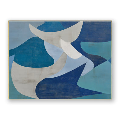 Abstract Blue Geometric Canvas Art