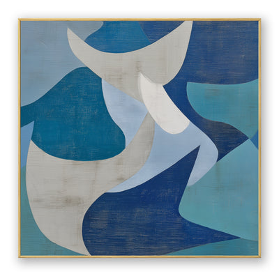 Abstract Blue Geometric Canvas Art