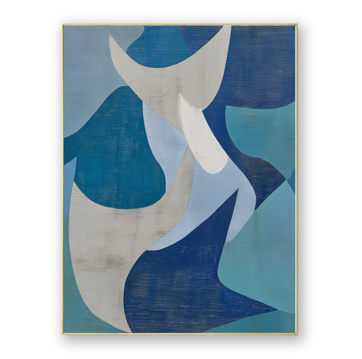 Abstract Blue Geometric Canvas Art