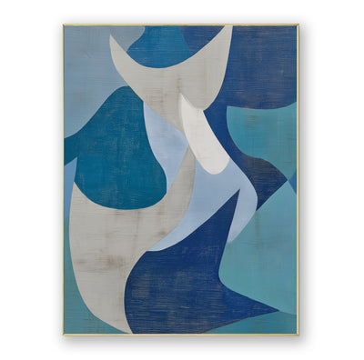 Abstract Blue Geometric Canvas Art