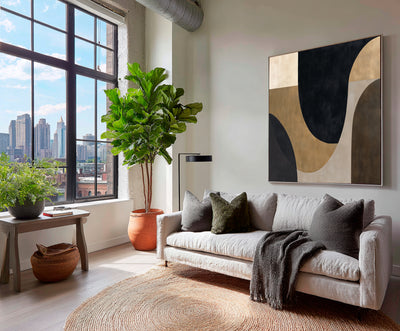 Abstract Black Gold Canvas Art