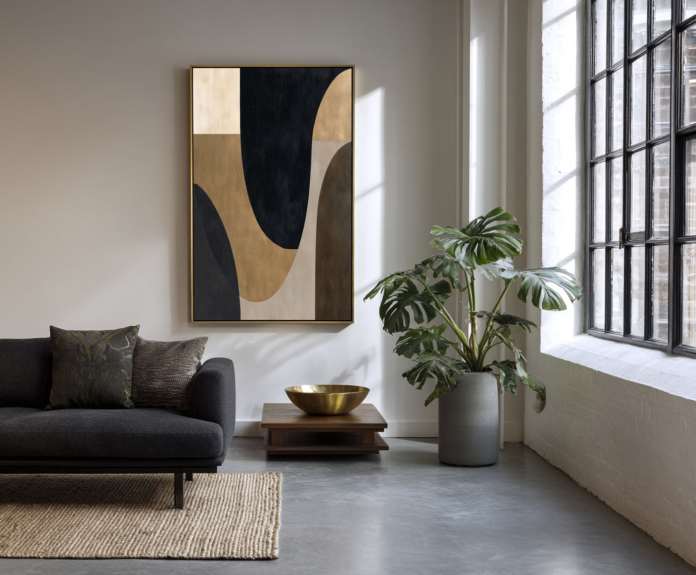 Abstract Black Gold Canvas Art
