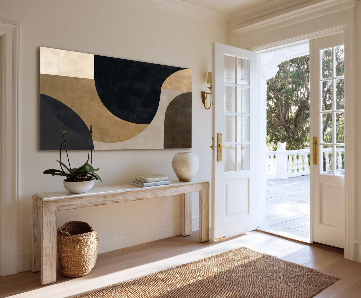 Abstract Black Gold Canvas Art
