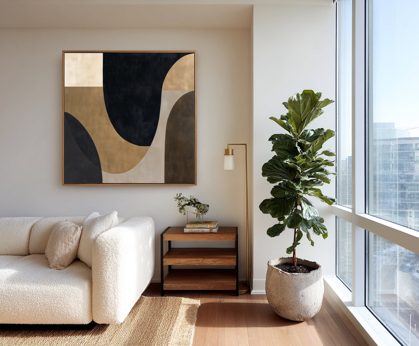 Abstract Black Gold Canvas Art