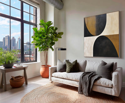 Abstract Black Gold Canvas Art
