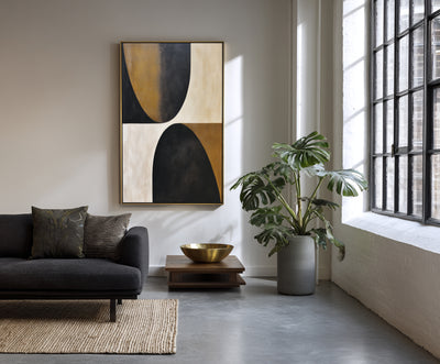 Abstract Black Gold Canvas Art