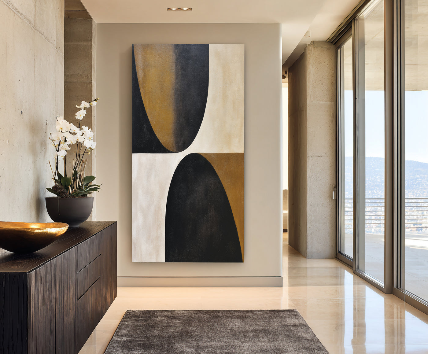 Abstract Black Gold Canvas Art