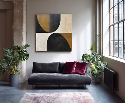 Abstract Black Gold Canvas Art