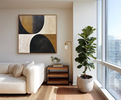 Abstract Black Gold Canvas Art