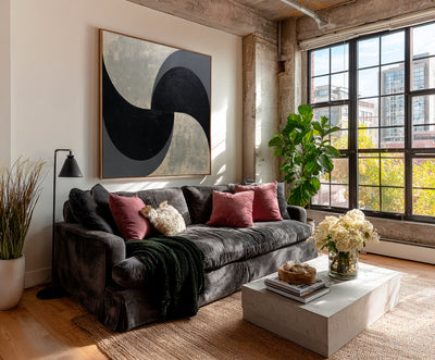 Abstract Black Gray Canvas Art