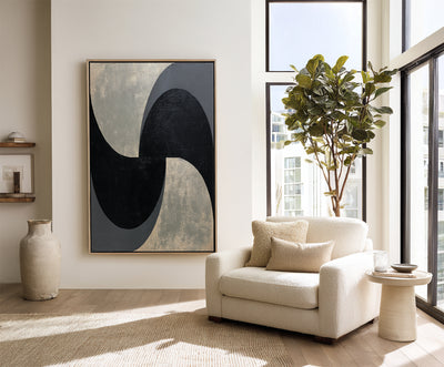 Abstract Black Gray Canvas Art