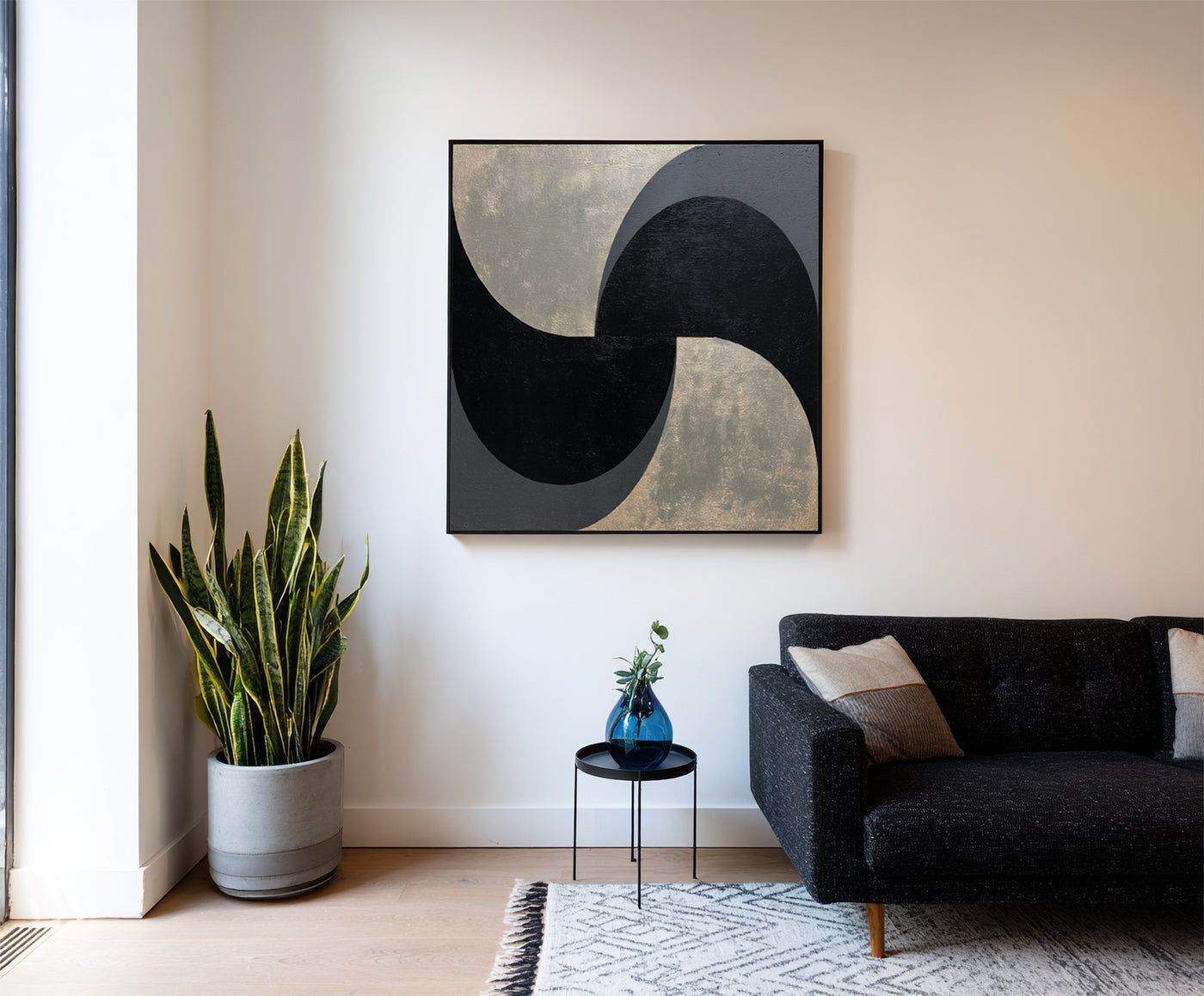 Abstract Black Gray Canvas Art