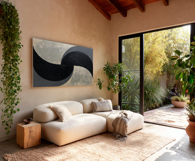 Abstract Black Gray Canvas Art