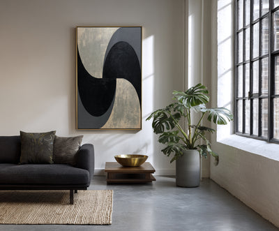 Abstract Black Gray Canvas Art