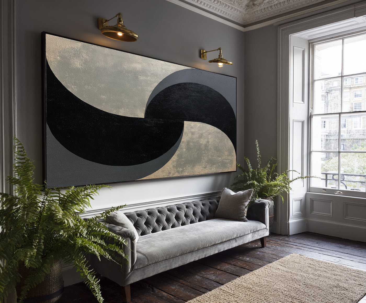 Abstract Black Gray Canvas Art