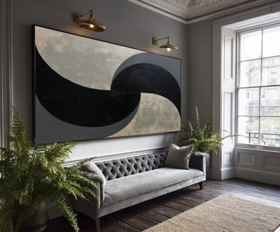 Abstract Black Gray Canvas Art