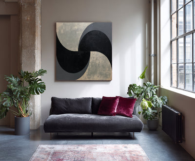 Abstract Black Gray Canvas Art