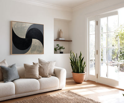Abstract Black Gray Canvas Art