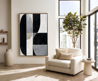 Abstract Black Gray Canvas Art