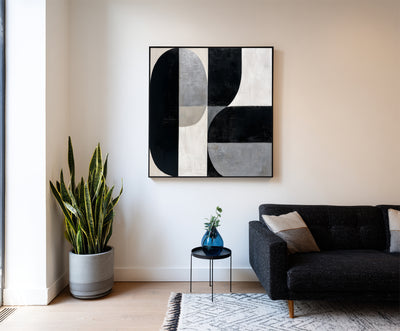 Abstract Black Gray Canvas Art