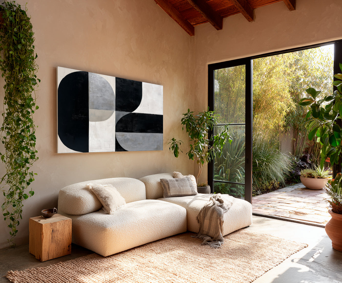 Abstract Black Gray Canvas Art