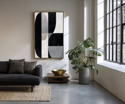 Abstract Black Gray Canvas Art