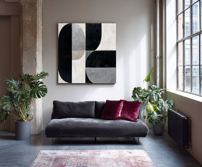 Abstract Black Gray Canvas Art