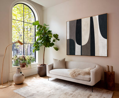 Abstract Black Beige Canvas Art