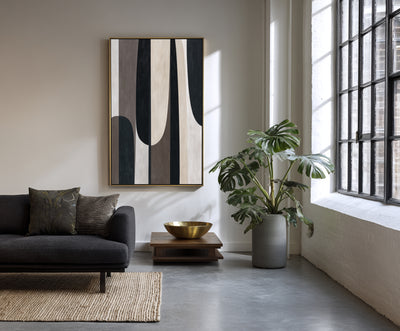 Abstract Black Beige Canvas Art