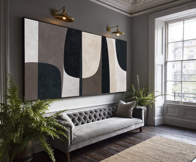 Abstract Black Beige Canvas Art
