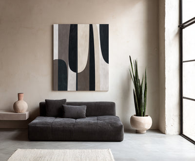 Abstract Black Beige Canvas Art