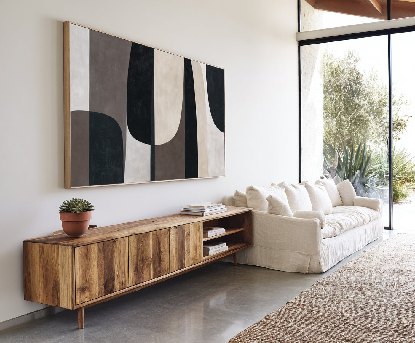 Abstract Black Beige Canvas Art