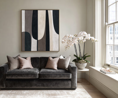 Abstract Black Beige Canvas Art
