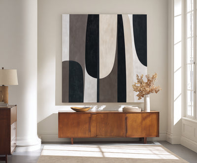 Abstract Black Beige Canvas Art