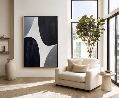 Abstract Black Gray Canvas Art