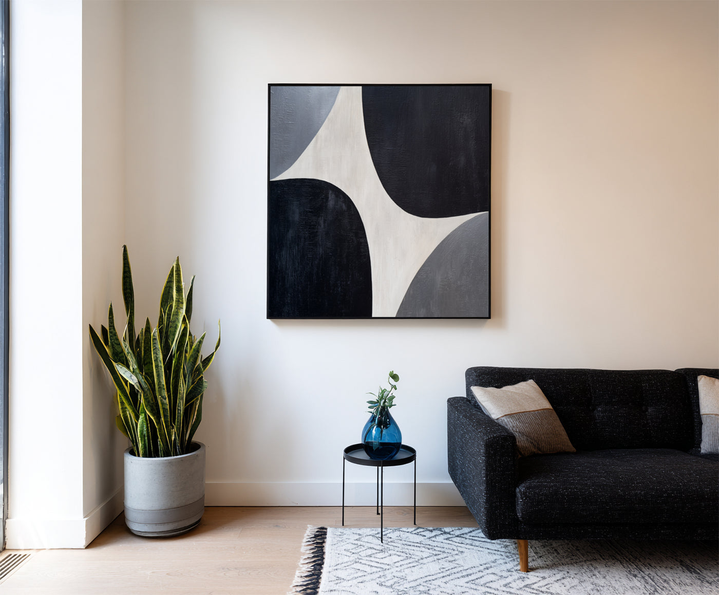 Abstract Black Gray Canvas Art