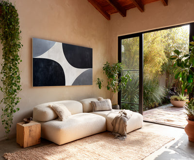 Abstract Black Gray Canvas Art