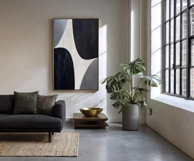 Abstract Black Gray Canvas Art