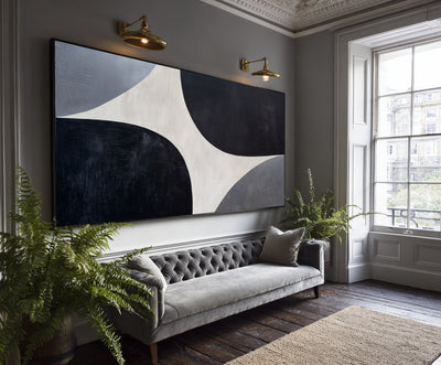 Abstract Black Gray Canvas Art
