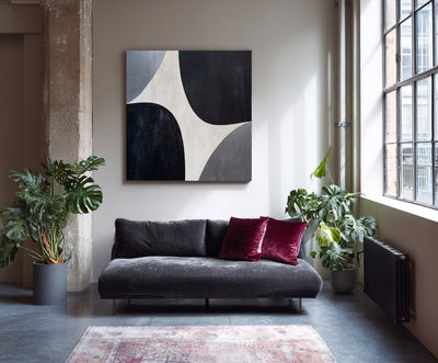 Abstract Black Gray Canvas Art