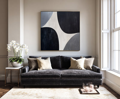 Abstract Black Gray Canvas Art